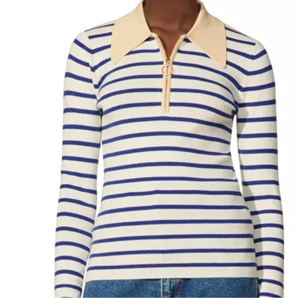 Sandro Arthur Striped Polo Shirt Size 3/L - Picture 1 of 10